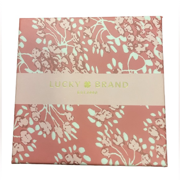 Lucky Brand Wood And Gold Tone 2 1/2” Hoop Earrings Brand New In Box  #11 - Picture 3 of 6